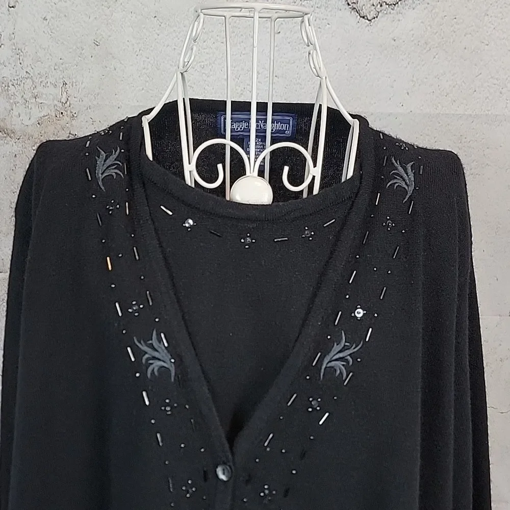 Maggie Mcnaughton Embellished Sweater - Black Womens Size 2X